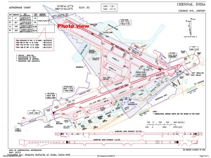 Map of Chennai airport with cover photo showing flooding view overlay